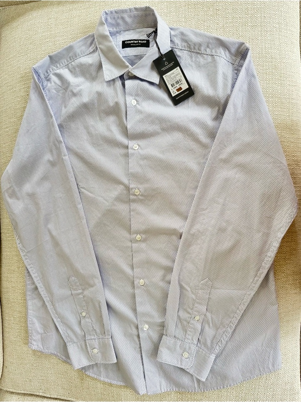 Country Road Australia Men’s Regular Tear Drop Pale Blue Cotton Shirt L